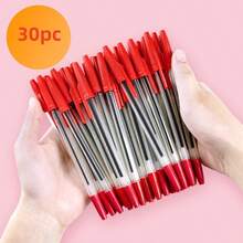 30 支速干圆珠笔 - 塑料笔杆，可拆卸笔帽，中号笔尖，书写流畅，适用于办公室和学校，黑色、红色、蓝色，学校用品，返校 - 彩色 - 查看 9