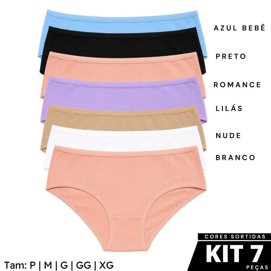 Kit 7 Cotton Panties For Girls, Juju Children's And Youth, 2 To 14 Years Old, Comfortable - Nhiều màu - Xem 1
