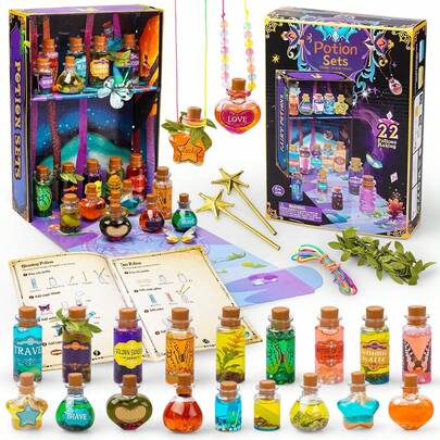 圣诞装饰儿童仙女药水套装混合套装 - 儿童药水制作套装 22 瓶药水 - 儿童药水套装 DIY 创意艺术工艺套装生日礼物，适合 6 7 8 9 10 岁以上女孩男孩、Gabbys 娃娃屋、圣诞工艺品、女孩降临节日历、巫术、工艺套装、仙女