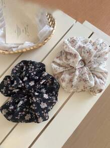 1 Stück neue Chiffon Blumen Stoff geraffter Scrunchie, französischer Stil Haargummi, Haaraccessoire geeignet für den täglichen Gebrauch und als Geschenk, Haargummis, Haargummis, Haarseile, Scrunchies
