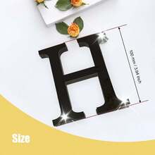 黑色字母墙贴 A-Z - 单个字母高度 4 英寸/6 英寸/8 英寸，亚克力镜面，带 0.4 英寸厚泡沫背衬。双层设计呈现 3D 立体效果；单层设计更显简约。自带背胶，可粘贴于墙面或玻璃上。撕下保护膜即可呈现镜面效果。 - 黑色 - 查看 55