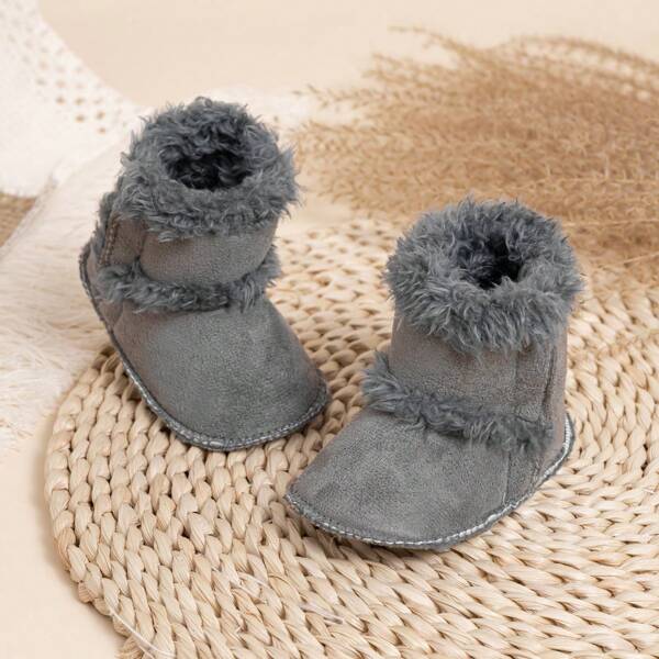 Minimalist Solid Color Infant Warm Boots, Casual Outdoor Comfortable Autumn/Winter