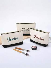 Dostosuj swoją ekskluzywną nazwę i tekst, lekki płócienny wodoodporny zamek błyskawiczny, portfel na monety o dużej pojemności, etui na długopis, odpowiedni na zakupy, randki, wakacje, podróże, festiwale, imprezy, prezenty itp., modna i popularna torba do przechowywania, wielofunkcyjna, lekka i przenośna, może pomieścić szminkę, kosmetyki itp.