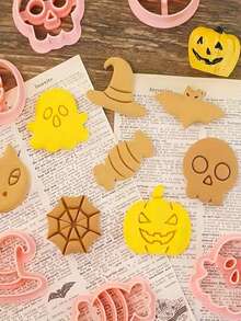 8pcs Halloween Cookie Cutter Set, Cartoon Mini Pumpkin Shape Dough Mold DIY Baking Pastry Tool - Cookie Cutters - View 6
