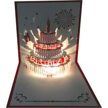 3D Pop Up Birthday Cards,Warming LED Light Birthday Cake Music Happy Birthday Card Postcards Pop Up Greeting Cards Happy Birthday Cards Best For Mom,Wife,Sister,Boy,Girl,Friends 1 Pack
