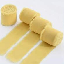 3 件/套 5 米黄色雪纺装饰蝴蝶结涤纶丝带，适用于婚礼请柬、派对卡片、家居装饰