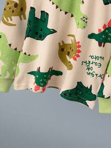 6件套男童卡通纯棉内衣套装，可爱恐龙印花长袖衬衫和裤子睡衣，厚棉秋冬睡衣 - 彩色 - 查看 4