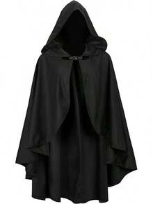 Fairy Hooded Cloak Renaissance Costume, Medieval Wizard Witch Cape, Enchanted Forest Cosplay Cape - màu đen - Xem 2