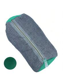 Strapazierfähiger Waschmaschinen-Beutel für alle Schuhtypen - gelb mit blauem Reißverschluss, Chenillegewebe mit fluffigem Innenfutter & Geräuschreduzierung, ovaler Schutzwäschebeutel für Sneaker, Alltagsschuhe, waschmaschinengeeignet, Wäschebeutel, Reißverschlussschluss, Wäschebeutel