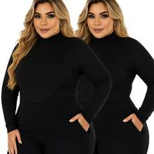 Kit 2 Women's Plus Size Cacharrel Blouse Long Sleeve High Neck Ribbed G1 To G3 - 2 Wine - View 2