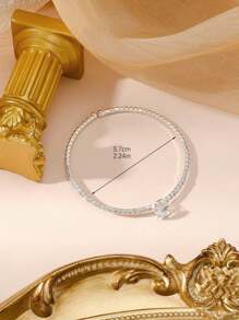 1 pièce Bracelet jonc de luxe incrusté de zircone cubique et de cristaux, design à la mode et haut de gamme