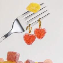 Uworld Women's Sweet Candy Gummy Earrings Colorful Heart Starry Fashion Jewelry 18K Gold-Plated Stainless Steel For Daily Party