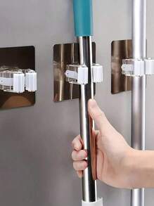 4/3/2/1 pièce Support de balai sans perçage, Porte-balai auto-adhésif, Crochets adhésifs multifonctions pour salle de bain pour le rangement de balai, serpillière, parapluie, Crochets de suspension amovibles, imperméables et antidérapants, Porte-balai et serpillière adhésif, sans perçage requis, Organisateur de salle de bain multifonction