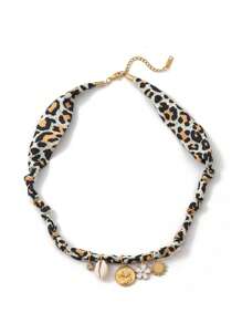 1pc Beach Vacation Leisure Style Colorful Ribbon Marine Life Tropical Flowers Palm Tree Shell Star Pendant Women's Necklace, Electroplated 18K Gold Waterproof And Sweat Proof, Suitable For Daily Wear And Use, Women's Jewelry, Women's Accessories, Suitable For Giving To Wives, Mothers, Girlfriends