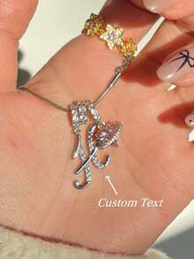 1 chiếc vòng cổ mặt dây chuyền chữ cái đầu hình trái tim đính đá Cubic Zirconia tối giản, mặt dây chuyền tên khắc chữ đơn giản có thể tùy chỉnh bằng thép không gỉ, thời trang, giản dị, cá nhân hóa, món quà độc đáo dành cho bạn gái, mẹ, cổ điển, đơn giản, unisex, giản dị, dễ thương, tùy chỉnh, món quà lý tưởng cho anh ấy, món quà lý tưởng cho cô ấy, người yêu, bạn trai, bạn gái, bố, mẹ, gia đình - Bạc - Xem 3