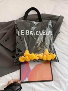 1pc Fashion Ladies Tote Bag, Shoulder Bag, Handbag, Large Capacity, Scratch & Wear Resistant Material, Suitable For Shopping, Dates, Gatherings, Commuting, Elegant Minimalist Casual Cool Black Tote Bag (16.0in*14.6in*0.2in)