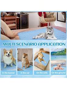 Large Self Cooling Mat Bed Dog Cat Heat Relief  Summer Bed Pad - Blue - View 11