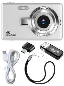 1 Pc CCD Digital Camera For Beginners And Student, 3.66inch X 2.36inch, Retro Digital Camera, With 2.4-Inch IPS Screen, 16X Zoom & Anti-Shake, Autofocus, HD 1080P Photo/Video, Perfect For Beginners & Students, Includes Fill Light, 650mAh Rechargeable Battery, With USB Type-C Charging Cable, Card Reader, Camera Lanyard, Holidays & Birthday Gifts For Boys And Girls, Easy To Use, Non-Professional Camera