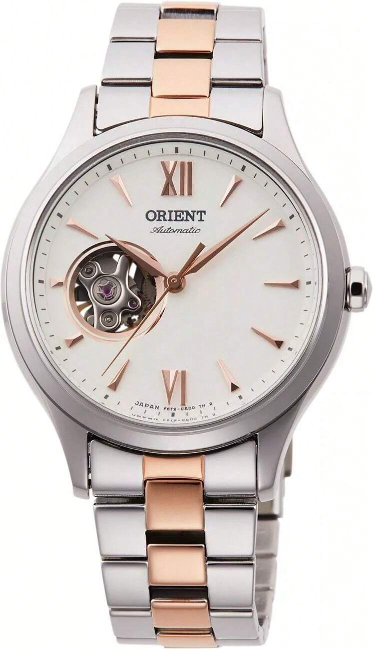 Orient Relógio Mecânico Feminino Orient com Mostrador Branco e Pulseira de Aço Inoxidável, Estilo Elegante de Negócios, Adequado para Uso Diário, Encontros, Presentes e Várias Festas RA-AG0020S10B