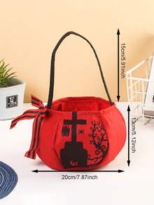 1pc Trick Or Treat Halloween Candy Bag, Theme Party Gift Tote Bag With Pumpkin Design - Multicolor - View 7