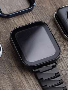 Huastonband 1件黑色相容保護殼 + 鋼化玻璃螢幕保護貼，中性款，適合運動、休閒、商務場合，極簡直邊設計，內建密封條，深層防水防塵硬 PC 外殼 + 高畫質鋼化玻璃螢幕保護貼一體式手錶保護殼，相容 40/41/44/45/49mm，相容 Ultra/9/8/7/6/5/4/SE，亦具備防摔防刮功能 - 黑色 - 查看 5