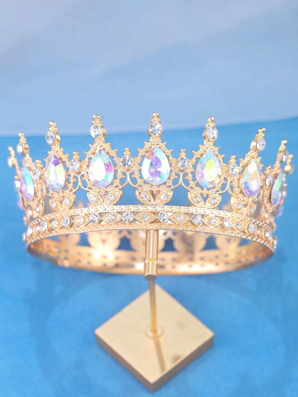 1pc Baroque Round Crown Zinc Alloy Tiara Bridal Wedding Accessories Birthday Bar Hair Accessories - The Best Choice For Gift Giving!