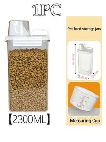 1件/2件透明PET材质防尘防潮宠物食品储存容器粮桶零食罐猫粮狗粮四季可用宠物友好型旅行