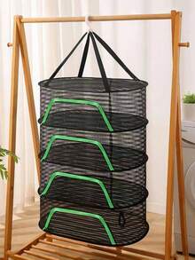 1 Secadora plegable de color verde, blanco y negro, para ropa, calcetines, bolsa de malla, artesanía de productos secos, a prueba de moscas, secado fresco, artesanía de almacenamiento - Multicolor - Ver 5