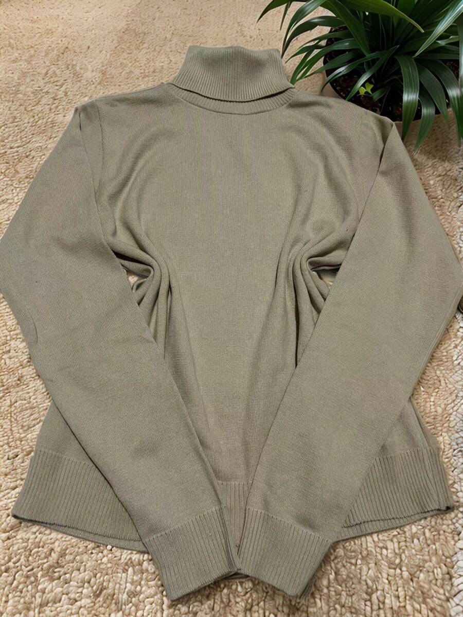 Steve Store Women's Fashion Knit Cacharrel Sweater Turtleneck Long Sleeve Blouse Basic Cold Weather Blouse Winter Fashion - 米色 - 查看 1