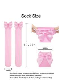 1 par de medias altas de seda con lazo delgado y sexy - Medias sobre la rodilla decoradas con lazo, calcetines versátiles de moda para mujer, ideales para decoración de fiestas de Navidad, actuaciones en el escenario, cosplay, eventos y fiestas, Y2K
