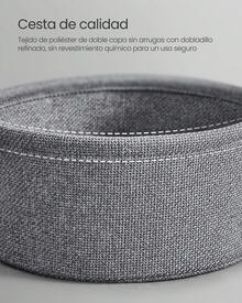 VASAGLE Mesa Auxiliar, Mesa Lateral Redonda con Cesta de Tela, Mesita de Noche, Estilo Moderno, Negro Ébano y Gris Pizarra MLET223B01 - Negro - Ver 4