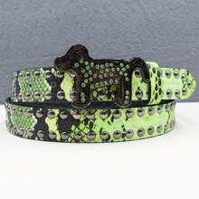 Cute DOG Y2K Rhinestone Belt Western Denim Effect Men Belt Punk Rivet Jeans Belts NEW Metal Rivet Cowboy Belt Snake Pattern Fall, Autumn, Halloween Autumn-Winter Accessories,Suitable For Teens, Youth,Men,Casual, Outdoor, Athletic, Vacation, Graduation Gifts, Birthday, Daily Wear
