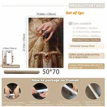 1 件，帆布墙画/卷轴画，墙画，防水，海报，带框墙画，秋季，万圣节，维多利亚时代持剑女子海报，黑暗学院艺术哥特式装饰，古董插图，复古墙画，适用于客厅、卧室、玄关装饰、鬼屋或万圣节派对装饰