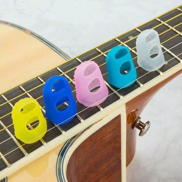 5pcs Guitar Silicone Finger Cover, Guitar Finger Cover Protective Cover, Beginner Practice String Protection Cover, Plucking And Sweeping Strings