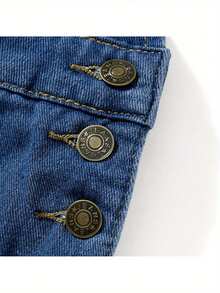 Women Denim Long Jumpsuit Casual Spaghetti Strap Wide Leg Romper Pants Summer Baggy Bib Overalls - Màu xanh đậm - Xem 6