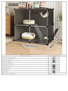 Indoor Cat Cage, Enclosed Cat Villa With Litter Box, Large Space For Cats, Grey Multi-Layer Cat House - Multicolor - View 23