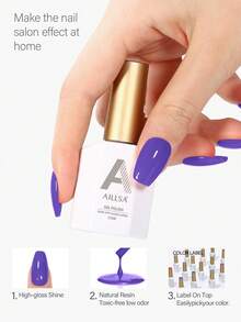 1pc15ml Purple Gel Nail Polish, Soak Off Gel Nail Polish ,Long-Lasting And LED/UV Lamp Quick-Drying, For Home Salon Nail Art DIY - 紫色 - 查看 2