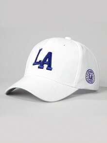 1 件刺绣 LA 棒球帽，可调节户外防晒休闲帽，适合春季、秋季、旅行、海滩、男士、Y2K 风格 - 寶藍色 - 查看 8