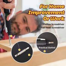 IZZONI 6-In-1 Multifunctional Tool Pen - Includes Ballpoint Pen Ruler Level Screwdriver And Handwriting Tip - Compact Metal Pen With Built-In Utility Features For Daily Use - Black - View 6