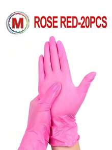 Guanti in nitrile rosa monouso senza polvere, adatti per cucina, bagno, camera da letto, salone di parrucchiere, tatuaggi e altro ancora - Fucsia - Visualizzare 28