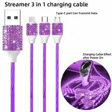 1pc 2-Port/4-Port/6-Port/8-Port Car Charger, Diamond Bling Bling 3-In-1 Charging Cable, Fast Charging, Type C, USB, Car Adapter, USB A To Type C, Type C To Type C Compatible With Phones, Dashcam, GPS, Men/Women Holiday/Birthday Gift