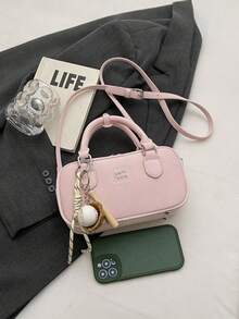 1 bolsa feminina da moda, bolsa de ombro, bolsa transversal, pasta, bolsa carteiro, bolsa de travesseiro, bolsa Boston, feita de poliuretano durável, adequada para compras, encontros, reuniões, deslocamento para o trabalho, alça de ombro ajustável, pingente decorativo, elegante bolsa feminina azul casual minimalista - Rosa - Ver 7