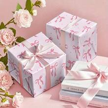 Pink Bow Wrapping Paper Roll - Mini Roll - 17 Inch X 33 Feet - Pink Ribbon Bow Design Perfect For Valentine's Day, Girlfriend's Birthday, Bachelorette Party,Valentine's Day - Multicolor - View 5