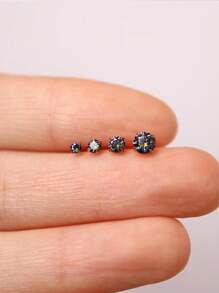 1Pc Dainty Rainbow Stone 925 Sterling Silver Earring For Women Flat Back Earring Minimalist Jewelry Helix Cartilage Gift For Her Wedding Party Fine Jewelry