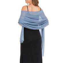 Chales, bufandas y chales de gasa para vestidos de novia, de fiesta, de noche y de ocasiones especiales - Neblina azul - Ver 6