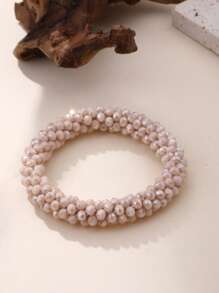 1 pieza Regalo de festival Popular pulsera de cuentas de cristal artificial apilable y elástica para mujeres y hombres de 6.5-8 pulgadas, para uso diario, vacaciones, festivales, regalo, joyería llamativa