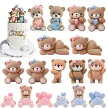 1 Peça Topper de Bolo de Ursinho, Decoração de Bolo, Miniatura de Ursinho, Boneca Miniatura de Ursinho Fofinho para Decoração de Bolo, Adequado para Uso em Festas, Chás de Bebê, Aniversários, Casamentos e Decorações de Bolo.