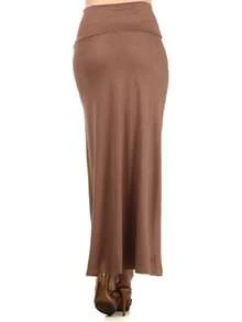 Falda larga elegante y cómoda de cintura alta con diseño fluido tipo A, ideal para el día a día - Marrón Mocha - Ver 3