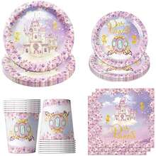 10/2050PCS Princess Party Tableware Decoration Set, Princess Birthday Party Decoration Supplies Include Disposable Tableware Plates, Cups, Napkins, Suitable For Princess Themed Birthday Parties And Baptism Parties, Can Be Used By 20 Guests. - Multicolor - View 1