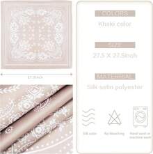 Satin Head Scarf - 27.5 Inch Silk Hair Wrap For Women - 卡其色 - 查看 7